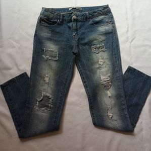 Highway distressed blinged  denim jeans